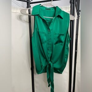 Satin Top with tie at waist feature